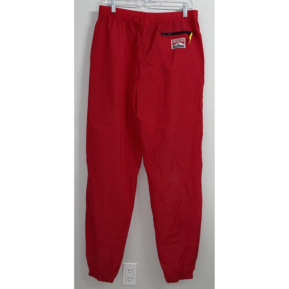 Vintage 90s Marlboro Adventure Team Red Track Pants Size L Nylon Windbreaker - Picture 3 of 4